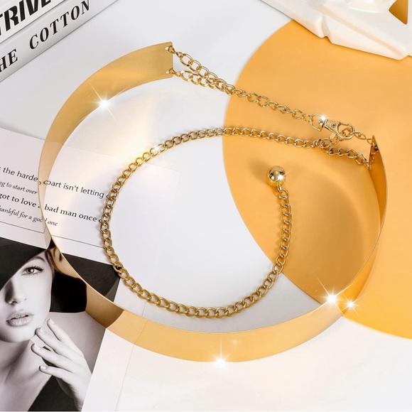 Metal Waist Belt Polished Mirror Chain Belt Metallic Waistband Dress Belts New - Picture 6 of 7